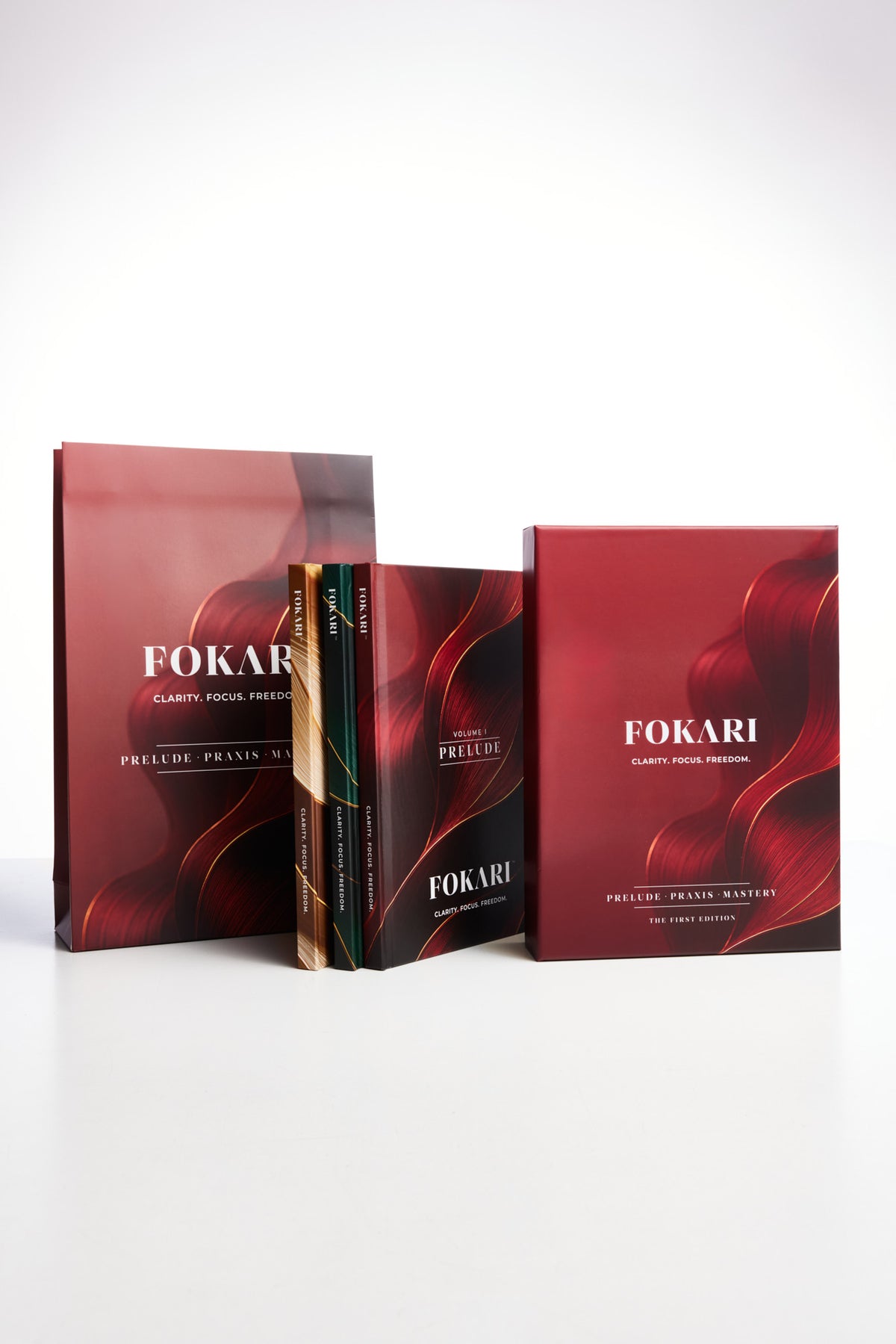 Fokari presentation box with the three planner volumes